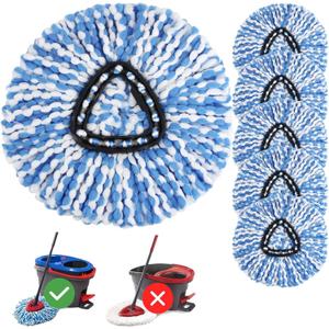 6 Pack Spin Mop Head Replacement for O Cedar RinseClean Spin Mop Refill, Mop Replace Head for Only 2-Tank System, Fluffy Microfiber, Machine Washable (Blue)