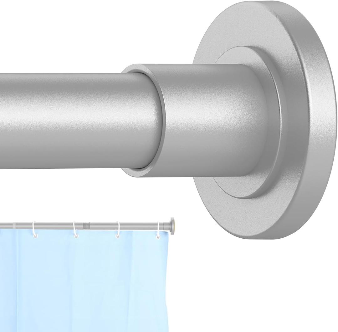 Silver Shower Curtain Rod 31 to 80 Inch,1 Inch Diameter Adjustable Spring Tension Stainless Steel Telescoping Rod,Easy Install,No Rust (31-80)