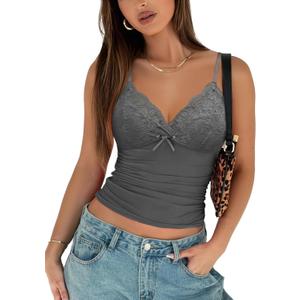 Avidlove Camisole Tops for Women Sexy Tank Tops Cami Y2K Bralette Spaghetti Strap Undershirts Slim Going Out Top Lingerie (Large, Gray)