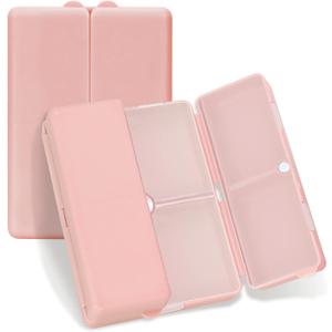 FYY Daily Pill Organizer,7 Compartments Portable Travel Pill Case [Folding Design] Pill Box for Purse Pocket to Hold Vitamins,Cod Liver Oil,Supplements and Medication-Rosegold (Large (1 Piece), Pink)