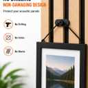 Adjustable Picture Hook for Acoustic Panels, No Drill Slat Wall Hooks, Black Acoustic Wall Panel Accessories for Vertical Wood Slat Panels Art Hanging