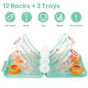 Rrwin Bottle Brush Cleaner Kit with Baby Bottle Drying Rack, Exendable Silicone Bottle Brush, Nipple Brush, Straw Brush, Soap Dispenser & Storage Box. Compact Size for Babies and Moms,Green