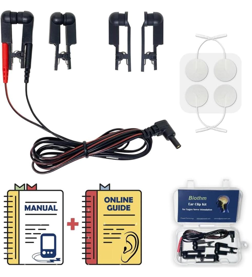 Biothm TENS Ear Clips - For Vagus Nerve Stimulation - Dual Silicone Electrodes