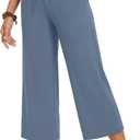 ZOOSIXX Capri Pants for Women - Wide Leg Loose Casual Trousers with Pockets Summer High Waisted Drawstring Pants, Size: M, 22 inches