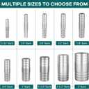 Stainless Steel 2" to 2" Hose Barb Fittings Splicer Mender Round Union Coupler Adapter Splicer Mender Union Air Water Fuel (Pack of 2)