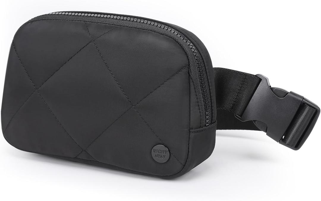 Fanny Packs for Women Water proof Belt Bag Quilted Bum Bags for Crossbody Fashion Waist Packs with Adjustable Strap for Traveling, Hiking, Running, Black