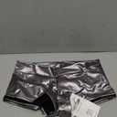 Kepblom Women's Shiny Metallic Rave Booty Shorts Hot Pants Dance Bottoms (Grey, Small)