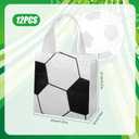 BOXOB 12pcs Soccer Party Favor Bags, Football Theme Goodie Bags Reusable Non Woven Totes with Handles for Candy Snack Treat Birthday Games Sports Events Team Gifts