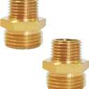 2 x AOPANDA Brass Pipe Fitting, Fitting With 1/2 NPT Male to 3/8 NPT Male Hexagon Thread, For Pneumatic Water Heater And Other Hose Joints. (2-Pack)
