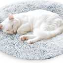 Cat Bed Round, Ultra Soft Washable Small Dog Couch Bolster, Anti-Slip Sleeping Mat for Kitten and Puppy(2424inch, Grey) (24.0"L x 24.0"W x 6.0"Th)