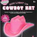 Drinking Buddies NPW Mini Light Up Cowboy Hat  Fun Party Accessory with 3 Light Modes for Kids and Adults, Adjustable Drawstring, Perfect for Festivals, Parties, and Celebrations
