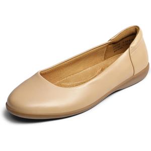 DREAM PAIRS Womens Comfortable Ballet Dressy Work Flats, Round Toe Slip on Office Shoes (7.5, Nude)