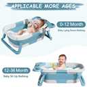 TPN Collapsible Baby Bathtub for Infants to Toddler with Real-time Temp Monitor+Floating Cushion,Foldable Baby Bath Tub Set Applicable 0-36 Month,Perfect Portable Travel Baby Tub for Newborns Boy