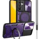 for Galaxy A15 5G Phone Case, Metal Stand Ring Holder, Protector Phone Cover for Women Men, Slim Bumper Full Protection Shockproof Basic Cases, 6.5" (Purple)