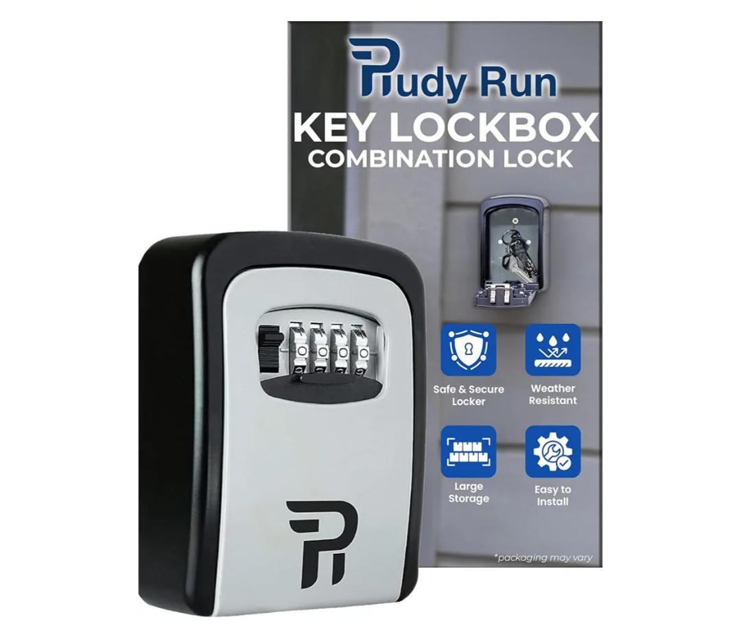 Rudy Run Key Lock Box for Outside – Large Outdoor Lockbox for Keys with Code, 4-Digit Combination Hidden Safe to Hide a Key Outside, Wall Mounted Key Storage for Home, Airbnb, Realtor and Rental