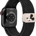 Braided Cartoon Magnetic Clasp Band Compatible with Apple Watch Bands 40/38/41/42/44/45/46/49mm Women Men, Stretchy Elastic Nylon Woven Strap for iWatch Series 11 10 9 8 7 6 5 4 SE/Ultra 3 2 1 (Black)