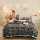 Sherpa Fleece Throw Blanket for Couch - Thick and Warm Bed Blanket Dual Sided,Soft Fuzzy Plush Throw Blanket,Twin Size 60x80 Inches (Checkered Light Grey)