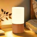 Small LED Wood Table Lamp, Bedroom Bedside Night Light, Dimmable Led Lighting, Creative Home Decor Unique House Natural Beech warmging Gift