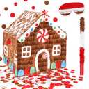 Whaline Christmas Pinata Set with Bat Eyeshade Confetti Christmas Candy House Pinata Small Christmas Party Gingerbread Pinata for Boys Girls Xmas Winter Theme Party Favor Supplies Game Decoration