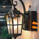 EDISHINE Dusk to Dawn Outdoor Wall Lights, Porch Light Fixture with GFCI Outlet, Exterior Wall Lantern with E26 Socket, Waterproof Outside Wall Sconce Wall Mount Lamp for Front Door, Patio, Garage