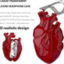 AirPods 4 Case, Heart-Shaped Liquid Silicone Protective Cover 2024, Compatible with AirPods 4th Gen, Clear Shockproof and Anti-Drop Full Protection Case for Women and Men (Red)