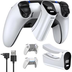 YUANHOT LED Indicator Rechargeable Battery Pack for PS5 and PS5 Edge Controller, 7400mWh Battery Extender for PlayStation 5 and PlayStation Elite Controller, Play and Charge Kit for PS5 Accessories