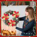 Zeyune 12 Pcs 9.84" Large Poinsettia Picks for Christmas Tree Red Gold Glitter Artificial Christmas Poinsettias Flower with Stems Xmas Floral Ornaments for Xmas Tree Party Wreath DIY Vase Home Decor