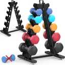 TomCare 5-Tier Dumbbell Rack Stand Only, Weight Rack for Home Gym Storage Stand for Weights Metal A-Frame Strength Training Dumbbell Holder with Handle (Dumbbells not Included)