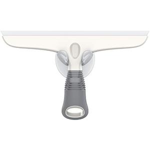 MR.SIGA Multi-Purpose Silicon Squeegee for Window, Glass, Shower Door, Car Windshield, Heavy Duty Window Scrubber, Includes Suction Hook, 10 inch, White & Gray, 1 Pack