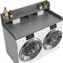 2-Tier Washer Dryer Countertop with 2.75"H Edge Rails, 54" W x 27.55" D Laundry Countertop for Folding Clothes, Washer and Dryer Topper with Non-Slip Pad (Gray), Standard-2 Tier