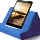 BZVV Soft Tablet Stand Pillow with Pocket,Adjustable 3 Viewing Angle,Lazy Holder for Bed Sofa,Compatible with iPads Tablets eReaders Smartphones Books Magazines (Blue)