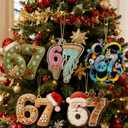 5 Pcs 67 Christmas Ornaments,67 Funny Holiday Keepsake,Six Seven Ornament,Santa Number Hanging Tree Decor, Gifts for Holiday