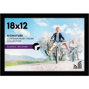 Americanflat 18x12 Picture Frame with Shatter-Resistant Glass - Signature Collection - Gallery-Style Frames Made of Engineered Wood - Photo Frame for Wall Display - Black