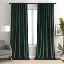 Dark Green Velvet Curtains 84 inches Long Luxury 85% Blackout Curtains for Bedroom Living Room,Thermal Insulated Super Soft Window Drapes Rod Pocket & Back Tab, 52" W x 84" L, 2 Panels