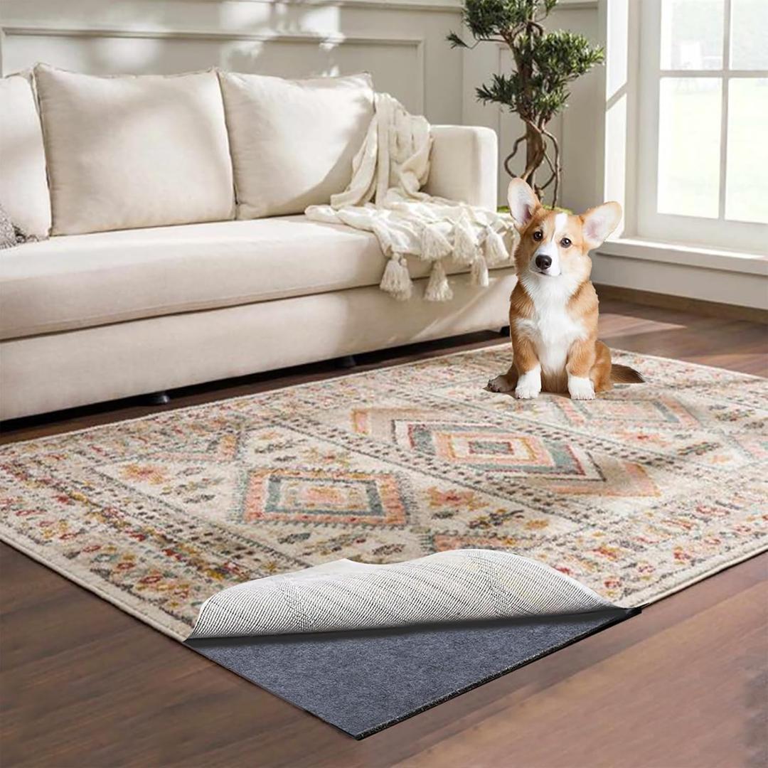 Waterproof Rug Pad, 7x10 ft Area Rug Non-Slip Carpet Pad, Non-Slip Rug Pads for All Floors and Finishes, Felt Pad for Hardwood Floors, Keeps Carpets in Place Soft and Safe