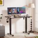 Veken 47.2" Standing Desk, Adjustable Height Office Desk with Wood Desktop, Computer Table for Home Work, Study and Gaming, Small Spaces, Modern Furniture, Black, 47.223.6 Inch