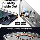 for iPhone 15 Pro Max Case Compatible with Magsafe Accessories,Stash Stand 9H Lens Protection,Slim Phone Case Military-Grade Shock Anti Yellowing Transparent Case 6.7-Grey