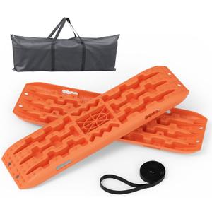 Heavy-Duty 41" Off-Road Traction Boards with Jack Base & Storage Bag - Recovery Boards Perfect for Sand, Mud, and Snow, 2pcs Orange