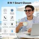 AI Smart Wireless Bluetooth Translation Glasses for Men/Women with Speakers/Bluetooth&140+ Languages Translation Sports/Travel/Drive/Busniess (MK3+AI+Color Change Lenses+Black+Adjustable)