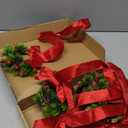 Dingion 6 Pcs 6 Inch Christmas Mini Cabinet Wreaths for Kitchen with Ribbon Bows Pinecone Berry Small Window Wreath Garland for Door Window Farmhouse Christmas Party Decorations