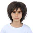 PATTNIUM Boys Light Brown Short Straight Wig with Side Bangs Costume Wig