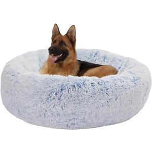 Bedfolks Calming Donut Dog Bed - 45 Inches Round, Plush for Extra Large Dogs, Anti-Anxiety, Washable & Non-Slip (Light Blue, Extra Large)