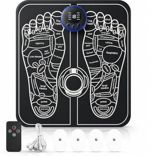 Foot Massager with 4 Electrode Pads - TENS Unit & Muscle Stimulator for Neuropathy, Plantar Fasciitis & Pain Relief - 8 Modes & 19 Intensity Levels for Full Body Recovery