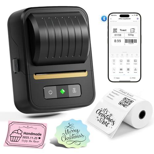 NADAIIN Label Maker Machine with Tape, Bluetooth Thermal Label Printer for Small Business, Address, Barcode, Logo, Clothing, Label Makers for Office Home School
