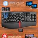 QUASIO Ergonomic Wireless Keyboard with Wrist Rest, Wave Keys, Comfortable Natural Typing, 2.4GHz Full Size Ergo Wireless Computer Keyboard for Multi-OS, Windows, Mac OS Laptop/PC/Notebook (Black)