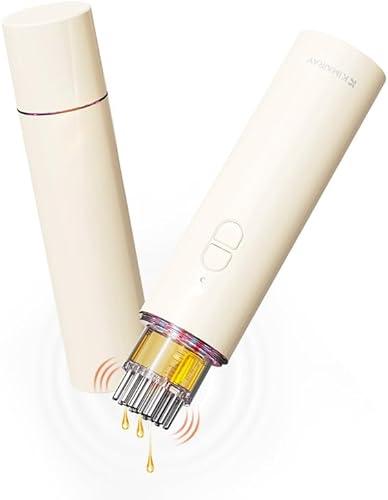Kimairay Electric Hair Oil Applicator and Scalp Massager 2 in 1, Latest Scalp Applicator for ALL Hair Essential Oil Serum, Electric Quantitative Liquid Dispensing Brush Handheld Dispenser Comb, White