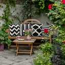 4 x OTOSTAR Set of 4 Waterproof Throw Pillow Covers 16x16 Inch Farmhouse Geometric Square Pillow Cases for Couch Patio Furniture Balcony Garden Outdoor DecorationGeometry70-Black