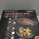 12.8" Carbon Steel Wok-11Pcs Woks & Stir Fry Pans Wok Pan with Lid, No Chemical Coated Chinese Woks with 10 Cookware Accessories, Flat Bottom Wok for Electric, Induction, Gas Stoves