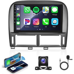 Hodozzy Android Car Radio for Lexus LS430 2001-2006, Wireless Carplay & Android Auto Mirror Link, 32GB 9 Inch Touchscreen GPS Bluetooth WiFi FM RDS HiFi SWC, Backup Camera Audio Receivers Player