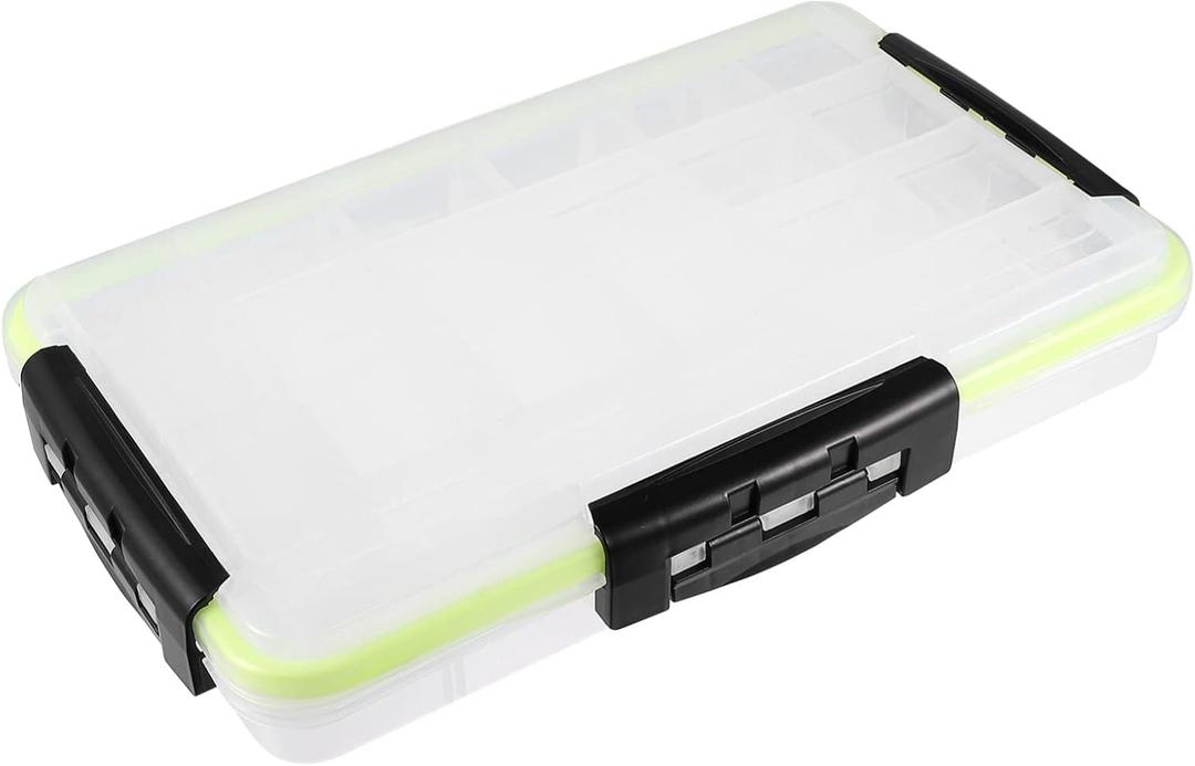 Sided Lock Catch Bait Storage Box Removable Dividers Large White Fishing Accessories Organizer for Lures Hooks and Tackle Lightweight and Design Pack of 4, Tackle Trays, White, Black, Green
